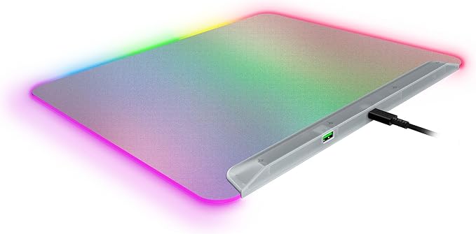 Razer Firefly V2 Pro Fully Illuminated RGB Gaming Mouse Mat: Backlit Design - 15 Zone Chroma Lighting - USB 2.0 Port - Detachable USB Type C Cable - Micro Textured Surface - Anti Slip Base