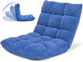 GOFLAME 14-Position Folding Floor Chair Padded Gaming Lazy Sofa Chair with Adjustable Backrest Couch Recliner Sleeper Bed Lounge Chair for Reading Gaming Meditating (Blue)