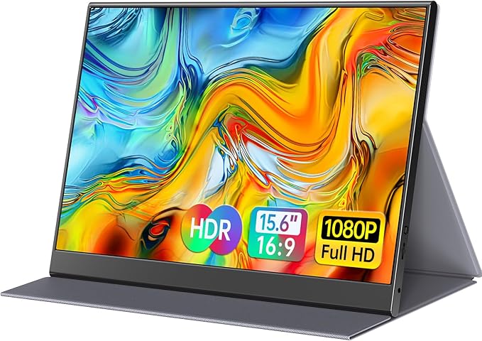 15.6inch Portable Monitor1080P USB-C HDMI Second External Monitor for LaptopPCMac PhonePSXboxSwichIPS Ultra-Thin Zero Frame Gaming Display/Premium Smart Cover
