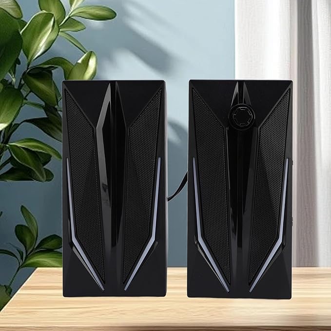 1 Pair 2.0 Inch Speaker with RGB Light USB Small Multimedia Speaker for Laptop Desktop PC