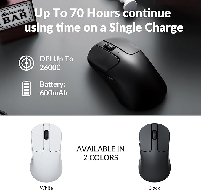 Keychron M3 Mini Wireless Optical Mouse Bluetooth 5.1/2.4 GHz/Wired Gaming Mouse Programmable PixArt 3395 Sensor with up to 26000 DPI/ 650 IPS Lightweight Ergonomic for Windows Mac Linux - Black