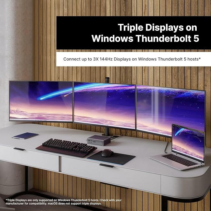CalDigit TS5 Plus - Thunderbolt 5 Dock - 20 Port10GbE 140W Dedicated Host Charging Thunderbolt 5 x3 USB 10Gb/s x10 Dual USB Controllers Up to Dual 8K 60Hz Displays 1.0m Braided Cable 330W PSU