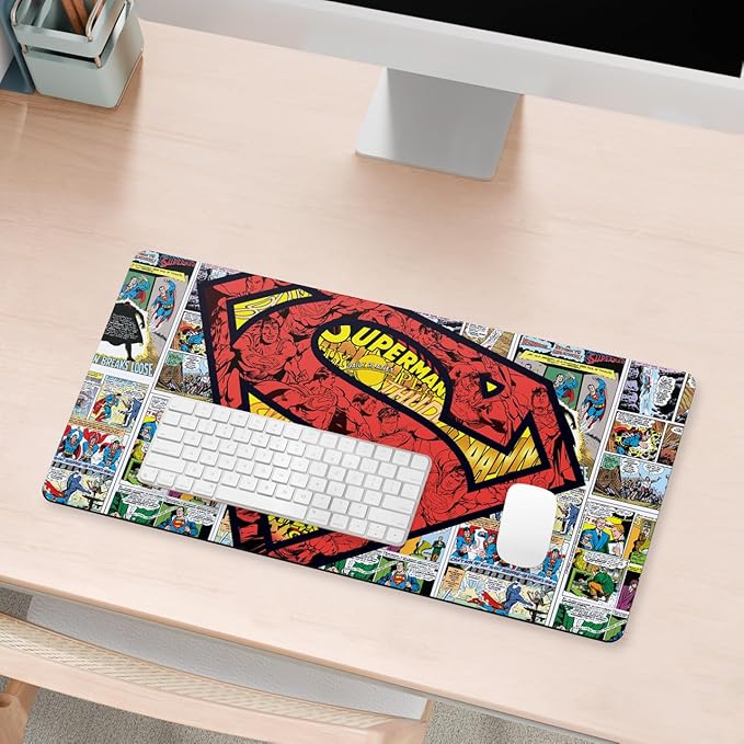 Head Case Designs Officially Licensed Superman DC Comics Collage Logos and Comic Book 23.62 x 11.81 x 0.12 inches (600 x 300 mm) - L Gaming Office Desk PC Keyboard Mouse Mat Pad