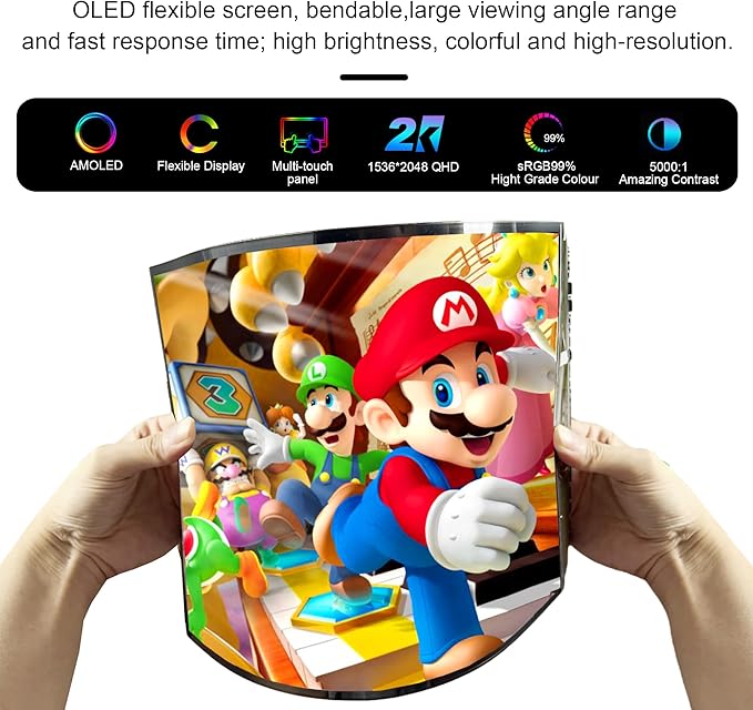 OLED Flexible Display 13.3 Inch Amoled On-Cell Capacitive Touchscreen 2K 2048x1536 IPS Bendable Flexible Screen Display
