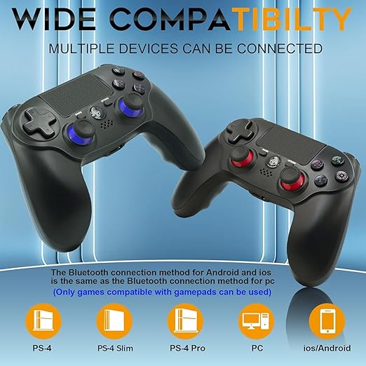 citnh 2 Pack Wireless Controller for PS4Compatible with PS4/Slim/Pro/PCDouble Shock 6-Axis Motion SensorBuilt-in Speaker &amp Headphone Jack