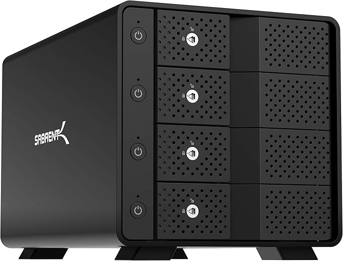 SABRENT 4-Bay USB 3.2 Gen 2 SATA Docking Station for 3.5” HDD/SSD 10Gbps USB-C DAS Tray-Less Hot-Swap Aluminum Enclosure with Cooling Fan Individual Power Switches No RAID (DS-SC4B)