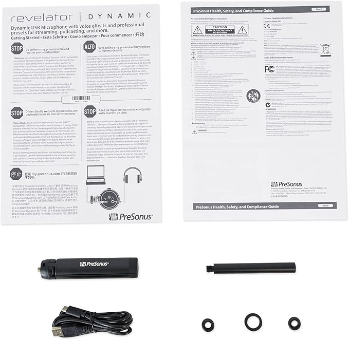 Audiosavings Bundle: Presonus Revelator USB-C Microphone for Recording/Streaming Bundle with Rockville PRO-M50 Headphones + Rockville DMS40 Microphone Boom Arm Studio Podcast USB Mic Stand (3 Items)