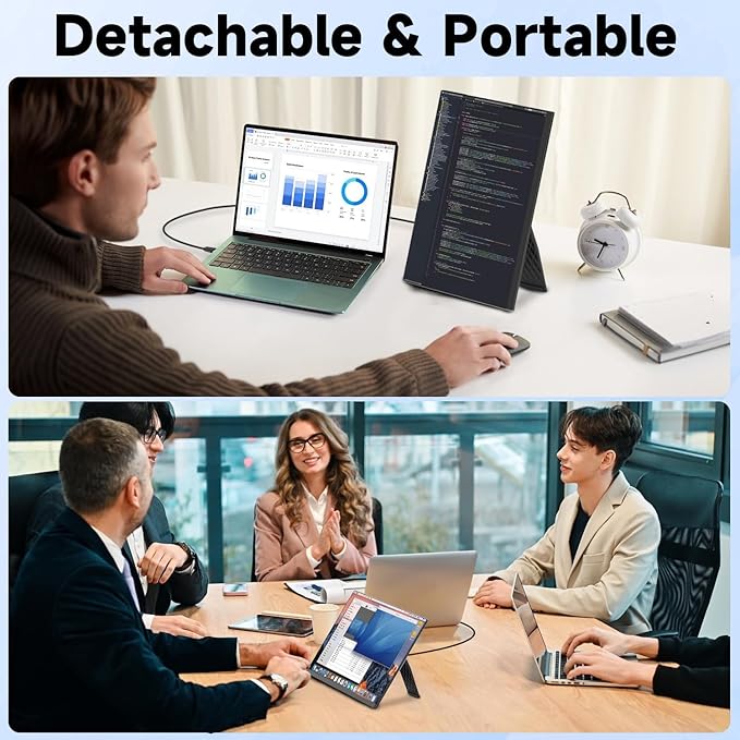 KEFEYA Laptop Screen Extender 15.6 FHD 1080P IPS Laptop Monitor Extender Detachable Portable Monitor for Laptops 13-17.3 with Breath Light Plug n Play for Windows/Mac/Android/Switch/PS5