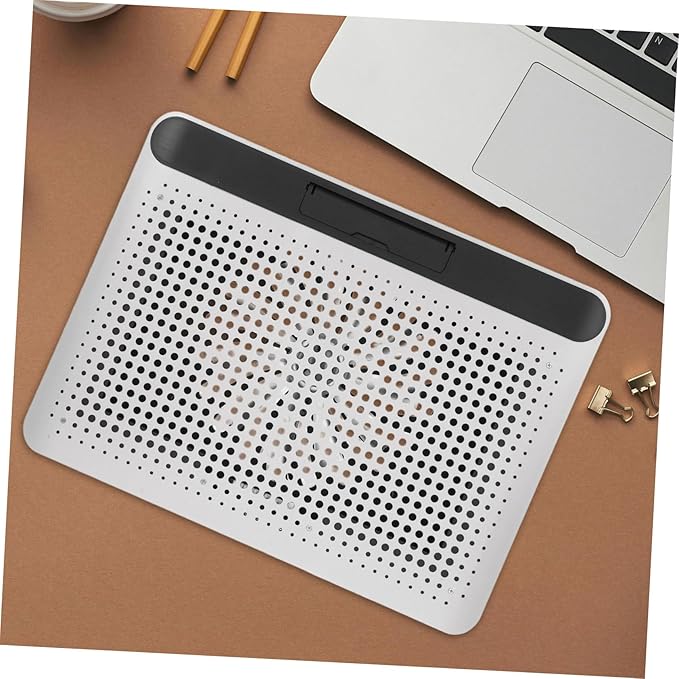 Laptop Cooler Base with Quiet Dual Fans Aluminum Alloy Cooling Pad for Laptops Up to Skid Stand with Six Angle Ergonomic Support Silver Computer Cooling Fan for Desk and Home Use