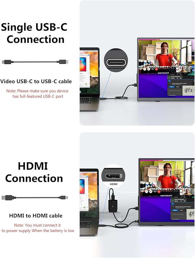 Wireless Portable Monitor for Laptop 23.8 Portable Monitor with Battery-1080P FHD Second Screen for Home &amp Office AirPlay &amp Miracast Casting No Cables or Drivers Needed
