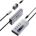 Powered USB C Hub 4 in 1 USB C Hub Support Data 10Gbps &amp Charging(Not Support Video) USB C Powered Hub 10Gbps Ports for iMac MacBook Pro/Air iPad XPS USB Hub with 30W PD Power Adapter