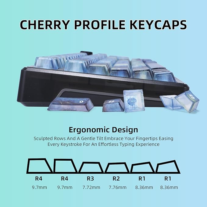 Clear Themed Keycaps 136 Keys Shine Through Keycaps PC Transparent Key Cap Cherry Profile Custom Key Caps for Mx Switches Mechanical Gaming Keyboards (Starry Night Theme)