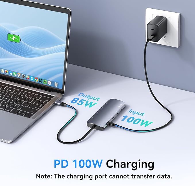 USB C Hub 10Gbps USB C Splitter with 4K@60Hz Video Output 100W PD Charging Data Transfer USB4 Multiport Dongle Adapter Extender for MacBook Pro/Air iPad Pro Dell HP and More Type C Devices