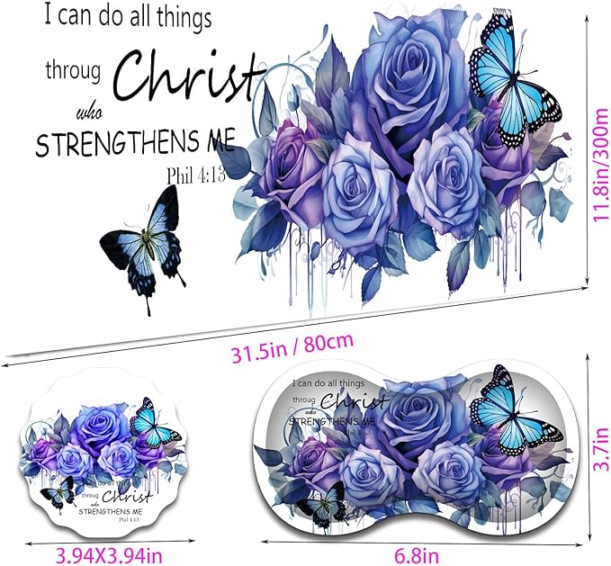 Large Gaming Mouse Pad + Mouse Wrist Rest Pad + Coaster Combination 31.5 x 11.8 Durable Non-Slip Extension Table Mat Suitable for Office and Home Roses Butterflies Verse Phil 4-13