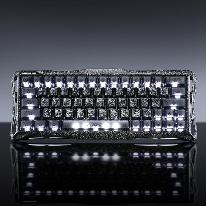GravaStar Mercury V60 Pro 60% HE Magnetic Gaming Keyboard True 8kHz Polling Rate 0.125ms Latency Dynamic Rapid Trigger 0.005mm Adjustable Actuation Full Aluminum Frame (Cyber Frost Black)