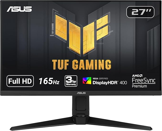 ASUS TUF Gaming VG279QL1A 27” HDR Gaming Monitor 1080P Full HD 165Hz (Supports 144Hz) IPS 1ms FreeSync Premium DisplayHDR 400 Extreme Low Motion Blur Eye Care HDMI DisplayPort