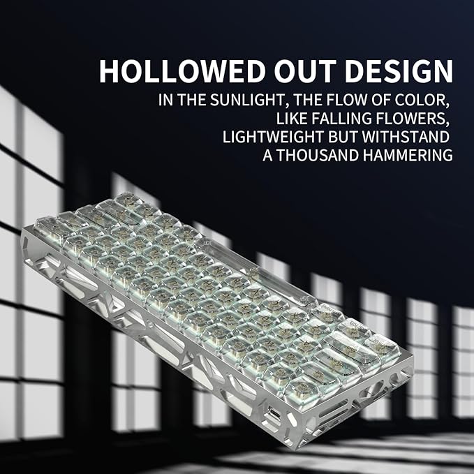 kutethy KY60 Hollow Out Aluminum Keyboard Case60% Mechanical Keyboard Shell Custom Keyboard Barebones Compatible with Wooting60 Mad60 Win60 GH60 60HE (Silver)