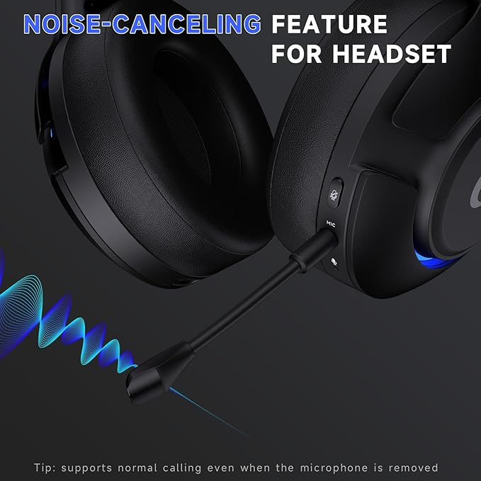 Gtheos Wireless Gaming Headset for ps5 ps4 Elden Ring PC Mac Switch Bluetooth 5.3 Gaming Headphones with Noise Canceling Microphone 45H Battery RGB Light Black