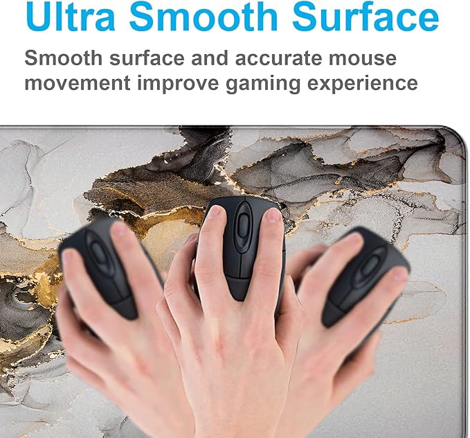 Large Extended Gaming Mouse Pad with Stitched Edges Non-Slip Waterproof Rubber Base Mouse Pad for Office Computer Keyboard Laptop and Home Desk Pad 35.4 x 15.7 x 0.12 Inch (Marbling)