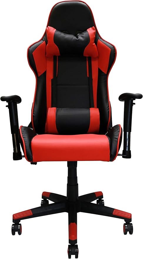 Nicer Furniture Racing Style Game Chair Reclining Gaming Chair Ergonomic Computer Chair for Gamer with Head Cushion and Adjustable Armrest (RED)