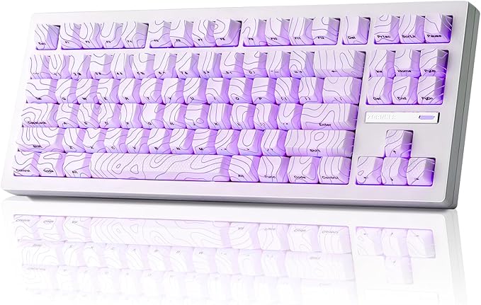 ZORNHER ZH870 Wireless Gaming Mechanical Keyboard80% White Custom Creamy Sound Keyboard with Lighted Up White Topographic KeycapsCreamy Sounding Linear SwitchesHot-SwappableRGB Backlit