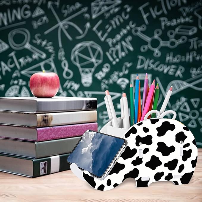Keyboard Wrist Rest Pad Ergonomic Mouse Pad SetNon-Slip PU Base for Laptop Home Gaming OfficeMatching Elephant Pen Holder and Cup Coaster(Cute Cow Pattern)