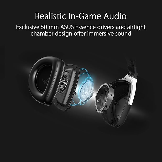 ASUS ROG Delta S Wireless Gaming Headset Black 50mm Drivers AI Beamforming Mic Low-Latency Bluetooth USB-C 3 Hours of Use IPX4 Water Resistance
