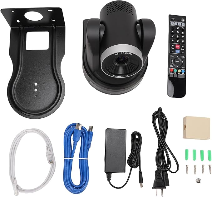 Conference Room Camera System 4K 12X Optical Zoom USB3.0 IP PTZ Camera with Auto Tracking and 255 Presets Webcam for Online Meetings Lectures (US Plug)