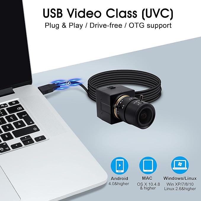 SVPRO USB Camera 4K Ultra HD Webcam with Zoom Lens 2.8-12mmManual Focus Camera 3840x2160 30fps Sony IMX415 Sensor Camera USB UVC Video Camera for Mac/Windows/Linux/Android