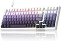 MageGee SKY98 Mechanical Gaming Keyboard 96% Hot Swappable Wired Custom Creamy Keyboards w/ 5-Layer Sound Dampening RGB Backlit Side Printed Keycaps for Win/Mac (White &amp Purple Purple Bird Swi
