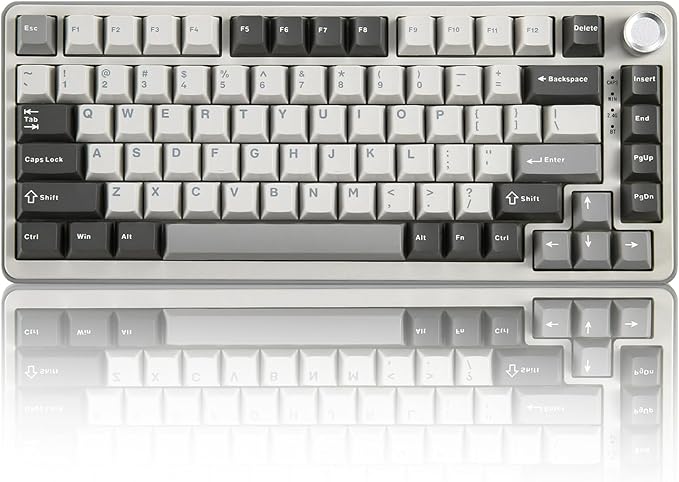 YUNZII B75 PRO Wireless Mechanical Keyboard75% Layout with KnobHot Swap Gasket Custom StructureCreamy Pre-lubed SwitchesRGB BacklitBluetooth/Type-C/2.4G for Win/Mac(Cocoa Cream V2 SwitchGrey)