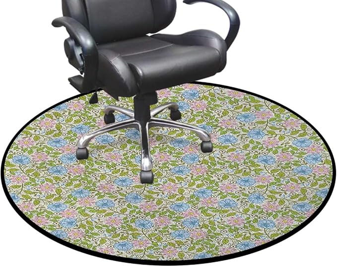 Multicolor Round Rug Contemporary Modern Boxes Easy Cleaning for Home OfficeLiving RoomBedroomKitchen Non Shedding Area Rug Colorful Spring Flowers Sketchy Theme Diameter 47.2 in