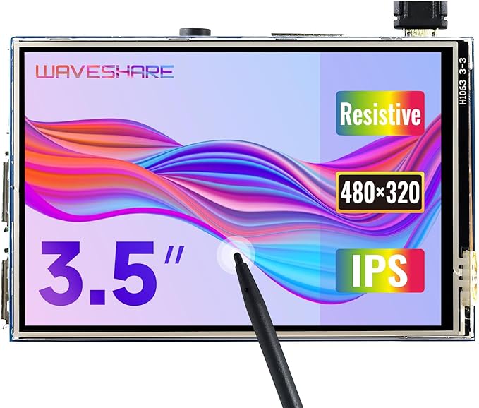 Waveshare 3.5inch Resistive Touch Display Compatible with Raspberry Pi 5/4B/3B/Zero/Zero W/Zero 2W/Pico/Pico W/Pico WH 480×320 IPS Screen SPI