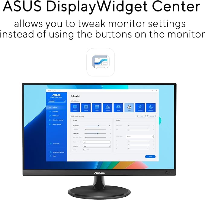 ASUS 22” Eye Care Monitor (VP229QF) – 100Hz IPS Full HD 99% sRGB Frameless Adaptive-Sync DisplayPort HDMI Low Blue Light Flicker Free Wall Mountable 3 yr Warranty