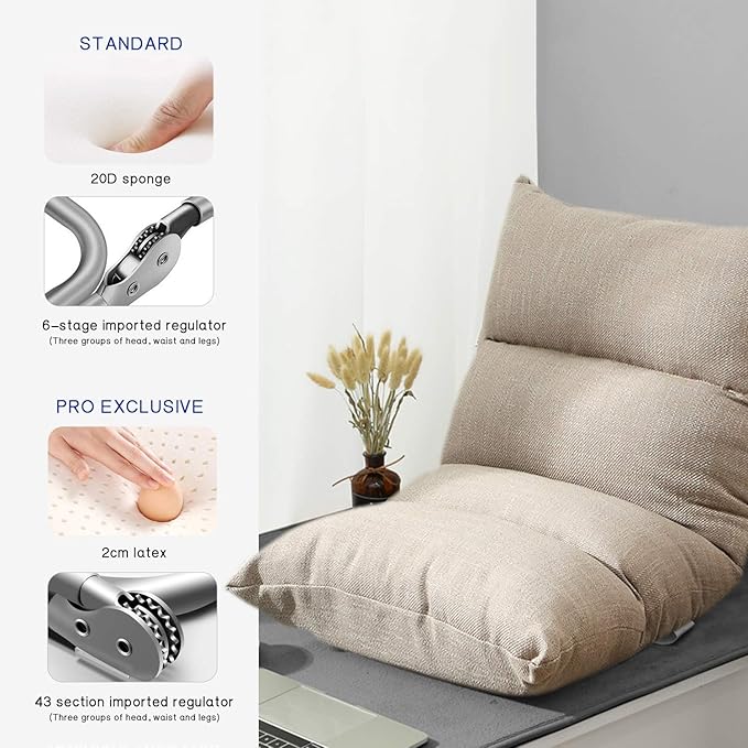 TOY Lazy Sofa Bed Computer Chair Back Lazy Single Small Sofa Folding Japanese Dormitory Bay Window Floor Sofa Single Sofa ChairFloor ChairLazy Sofa Multi-Level Adjustment Bedroom SingleBlue
