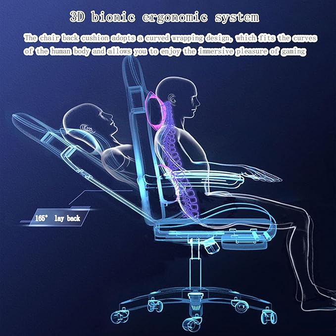JSWHYBD Gaming Chair with Foot Rest Computer Chair E-Sports Chair Three-Level Explosion-Proof Gas Pole Large Angle Latex Recliner Suitable for Home Office Game Live Streaming Internet Cafe Game Room