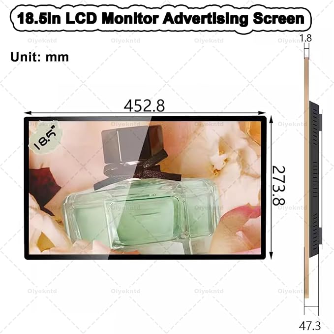 Outdoor Digital Signage Displays Wall Mount Commercial Digital LCD Billboard IP65 Waterproof for Restaurant/Bar/Food Truck/Store Remote Release/USB Release 18.5in