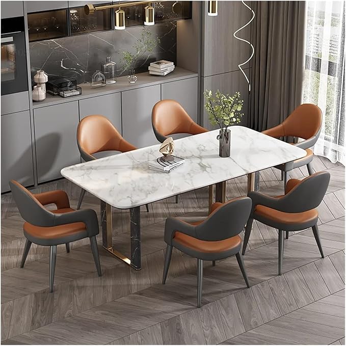 Adjustable Office Computer Chair with Armrest 1pcs Minimalist Modern Household Kitchen Livingroom with Backrest Leisure Leather Dining Chairs(Orange)