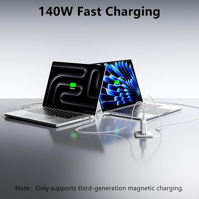Mac Book Pro Charger - 280W 2-Ports 140W USB C Fast Laptop Charger Compatible with Mac Book Pro/Air 16 15 14 13 inch M1 M2 M3 M4 Series and All USB C Device with 6.6FT Type C &amp Magnetic 3 Cabl