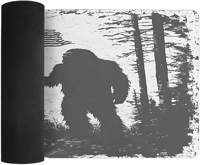 XXL Gaming Mouse Pad Bigfoot Silhouette American Flag Large Desk Mat Protector for Desktop Anti-Slip Rubber Extended Computer Keyboard Mat Writing Pad Mousepad for Work Office15.7 * 35.4 in A-677