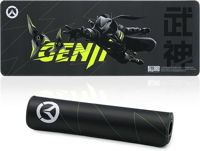 Blizzard Overwatch Large Game Mouse Pad XXL Keyboard Pad for Gamer Office &amp Home Non-slip rubber base Extended Mice Mat with Stitched Edge Smooth Stable and Durable 31.5 * 11.8in(The Genji Bl
