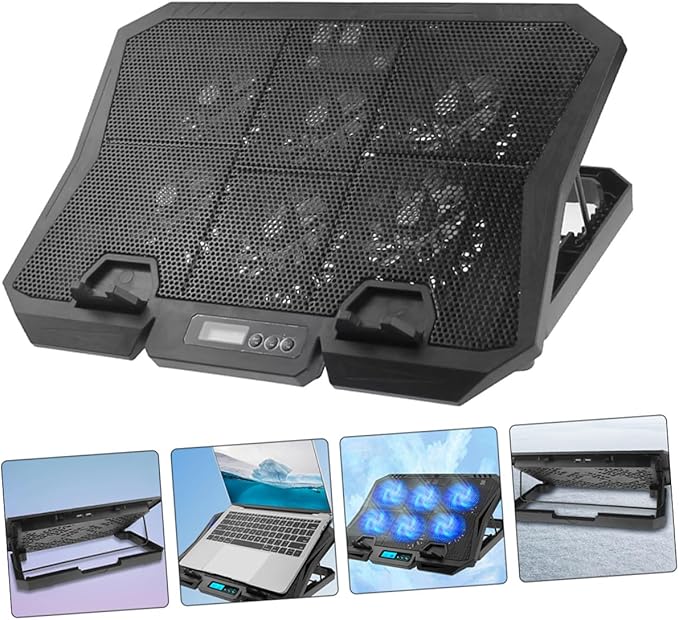 Kisangel Laptop Cooling Pad 15.6 Inch Quiet Fan Stand Adjustable Speed Blue LED Cooler Base for Gaming and Office Laptops USB Powered Cooling Holder for Desktop Use