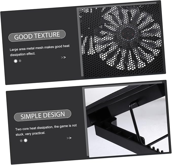 Vaguelly 1pc Laptop Cooler Stand for Notebook Height Radiator Silent Cooling Fans Ergonomic Design for Gaming and Work Black
