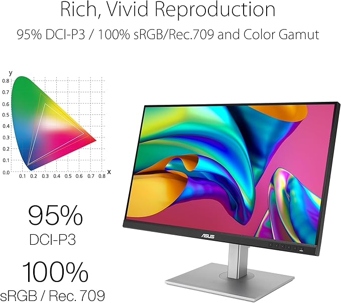 ASUS ProArt Display 27” 1440P Professional Monitor (PA278CGV) - IPS QHD (2560 x 1440) 144Hz 95% DCI-P3 ΔE &lt 2 Calman Verified USB-C PD 90W FreeSync Premium DisplayHDR 400 Height Adjustable