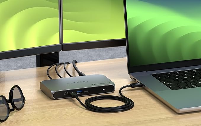 Satechi Thunderbolt 4 Dock Slim Hub Pro USB C 100W Charging Single 8K or Dual 4K Display 4 Thunderbolt 4 Ports USB 3.2 Gen2 for Mac/Windows MacBook Air/Pro M5/M4 Dell Surface Lenovo
