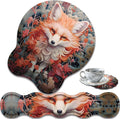 Ergonomic Keyboard Wrist Support Pad and Wrist Support Mouse Pad Anti-Slip with Gel Memory Mouse Pad Set Suitable for Office Use/Home Use - Fox