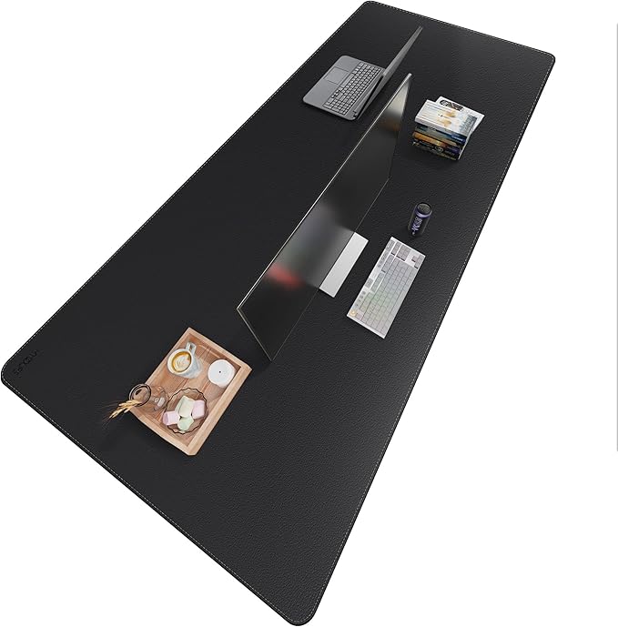 Mydours 79 x 36 Extra Large Desk Pad XXL Desk Protector Mat with PU Leather Mega Desk Blotter Mat for Office Home Dinner Full Desk Pad for Keyboard and Mouse (Black)