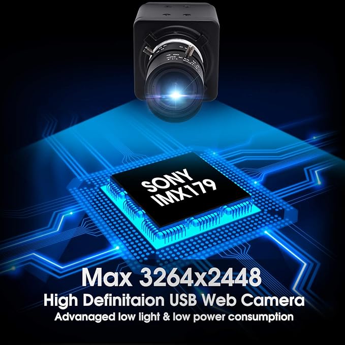 SVPRO USB Camera with Zoom2.8-12mm Varifocal Lens 8MP Manual Focus WebcamHigh Definition USB with Camera for Computer with Sony IMX179 Sensor