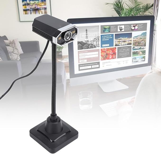 EBTOOLS USB Webcam 720P Plug and Play Computer Camera with Microphone Wide Compatibility Clear Image Transfer Flexible Design