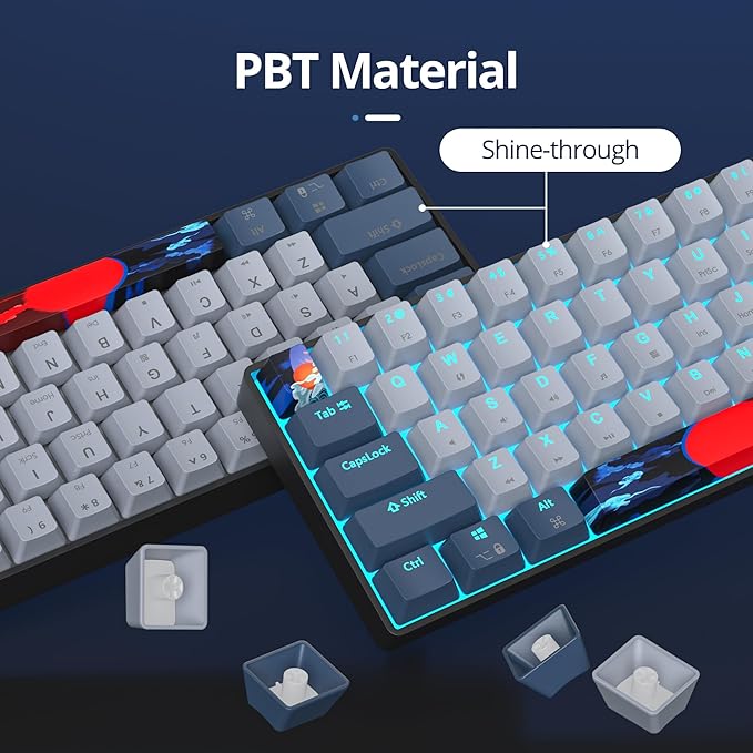 60 Percent Gaming Keyboard 61 Keys Wired Mechanical Keyboard Ultra Compact Key Board Red Switch LED Backlit for Windows Laptop Gamer
